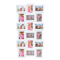 Decopatent Decopatent - XL Fotolijst Collage voor 18 Foto's van (10x15 & 15x10 Cm) - Fotolijsten - Fotolijstje met 18 fotokaders - 52 x 102 Cm - Wit