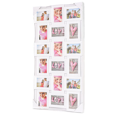 Decopatent Decopatent - XL Fotolijst Collage voor 18 Foto's van (10x15 & 15x10 Cm) - Fotolijsten - Fotolijstje met 18 fotokaders - 52 x 102 Cm - Wit