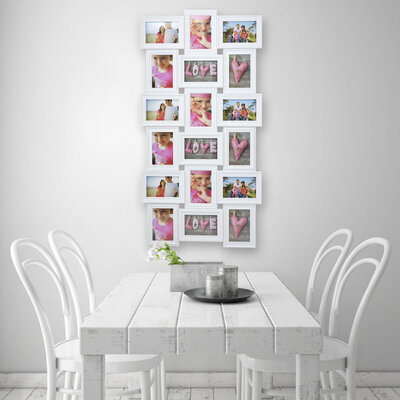 Decopatent Decopatent - XL Fotolijst Collage voor 18 Foto's van (10x15 & 15x10 Cm) - Fotolijsten - Fotolijstje met 18 fotokaders - 52 x 102 Cm - Wit