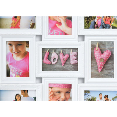 Decopatent Decopatent - XL Fotolijst Collage voor 18 Foto's van (10x15 & 15x10 Cm) - Fotolijsten - Fotolijstje met 18 fotokaders - 52 x 102 Cm - Wit