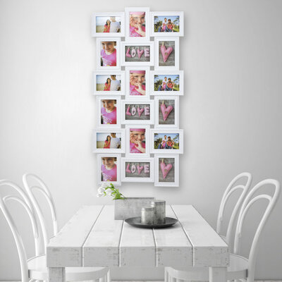 Decopatent Decopatent - XL Fotolijst Collage voor 18 Foto's van (10x15 & 15x10 Cm) - Fotolijsten - Fotolijstje met 18 fotokaders - 52 x 102 Cm - Wit