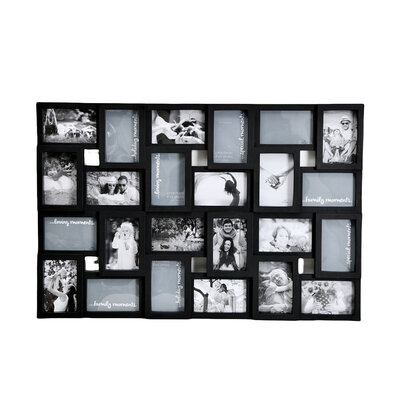 Decopatent Decopatent - XL Fotolijst Collage voor 24 Foto's van (15x10 & 10x15 Cm) - Fotolijsten - Fotolijstje met 24 fotokaders - 85.5 x 57 Cm - Zwart