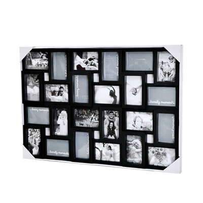 Decopatent Decopatent - XL Fotolijst Collage voor 24 Foto's van (15x10 & 10x15 Cm) - Fotolijsten - Fotolijstje met 24 fotokaders - 85.5 x 57 Cm - Zwart