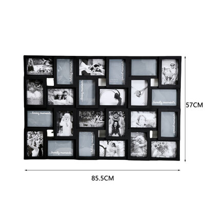 Decopatent Decopatent - XL Fotolijst Collage voor 24 Foto's van (15x10 & 10x15 Cm) - Fotolijsten - Fotolijstje met 24 fotokaders - 85.5 x 57 Cm - Zwart