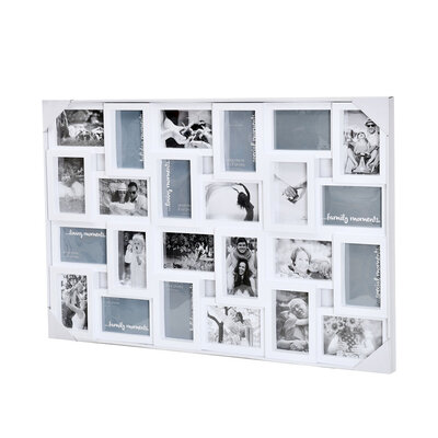 Decopatent Decopatent - XL Fotolijst Collage voor 24 Foto's van (15x10 & 10x15 Cm) - Fotolijsten - Fotolijstje met 24 fotokaders - 85.5 x 57 Cm - Wit