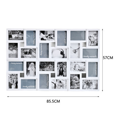 Decopatent Decopatent - XL Fotolijst Collage voor 24 Foto's van (15x10 & 10x15 Cm) - Fotolijsten - Fotolijstje met 24 fotokaders - 85.5 x 57 Cm - Wit