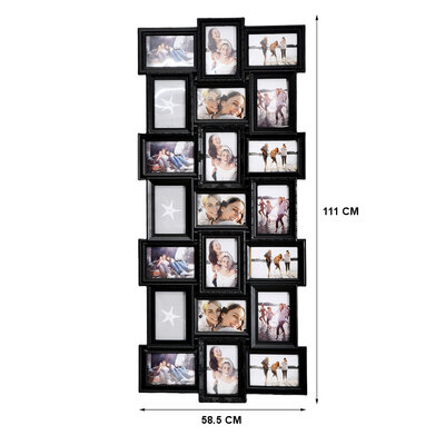 Decopatent Decopatent - XL Fotolijst Collage voor 21 Foto's van (10x15 & 15x10 Cm) - Fotolijsten - Fotolijstje met 18 fotokaders - 58.5 x 111 Cm - Zwart