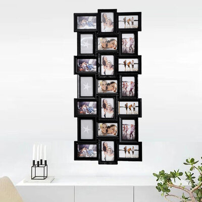 Decopatent Decopatent - XL Fotolijst Collage voor 21 Foto's van (10x15 & 15x10 Cm) - Fotolijsten - Fotolijstje met 18 fotokaders - 58.5 x 111 Cm - Zwart