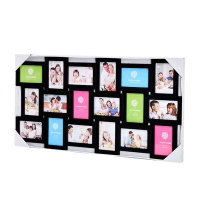 Decopatent Decopatent - XL Fotolijst Collage voor 18 Foto's van (10x15 & 15x10 Cm) - Fotolijsten - Fotolijstje met 18 fotokaders - 89 x 46 Cm - Zwart