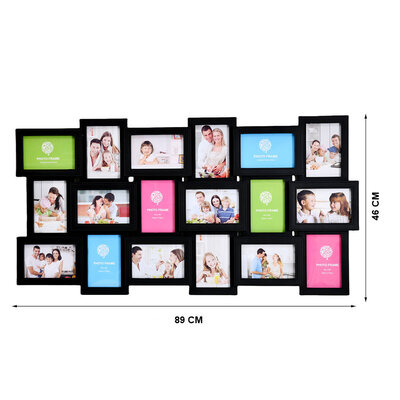 Decopatent Decopatent - XL Fotolijst Collage voor 18 Foto's van (10x15 & 15x10 Cm) - Fotolijsten - Fotolijstje met 18 fotokaders - 89 x 46 Cm - Zwart