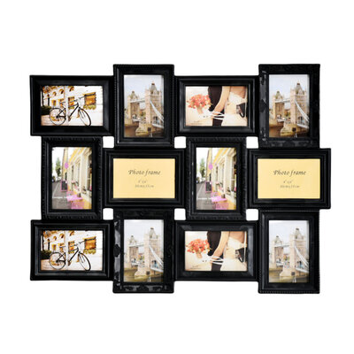 Decopatent Decopatent - Fotolijst Collage voor 12 Foto's van (10x15 & 15x10 Cm) - Fotolijsten - Fotolijstje met 12 fotokaders - 70 x 52 Cm - Zwart
