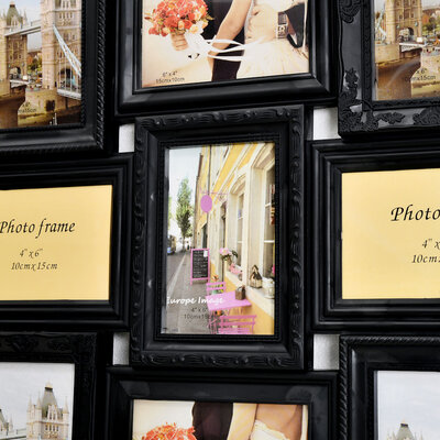 Decopatent Decopatent - Fotolijst Collage voor 12 Foto's van (10x15 & 15x10 Cm) - Fotolijsten - Fotolijstje met 12 fotokaders - 70 x 52 Cm - Zwart