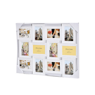 Decopatent Decopatent - Fotolijst Collage voor 12 Foto's van (10x15 & 15x10 Cm) - Fotolijsten - Fotolijstje met 12 fotokaders - 70 x 52 Cm - Wit