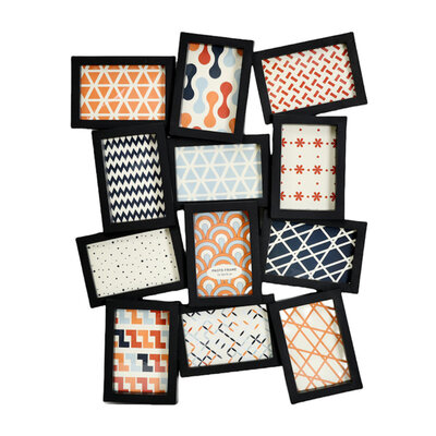 Decopatent Decopatent - Fotolijst Collage voor 12 Foto's van (10x15 & 15x10 Cm) - Fotolijsten - Fotolijstje met 12 fotokaders - 47 x 61 Cm - Zwart