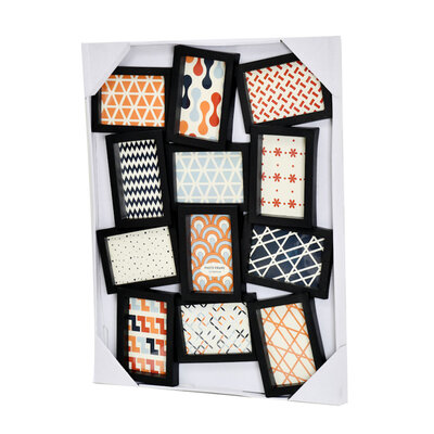 Decopatent Decopatent - Fotolijst Collage voor 12 Foto's van (10x15 & 15x10 Cm) - Fotolijsten - Fotolijstje met 12 fotokaders - 47 x 61 Cm - Zwart