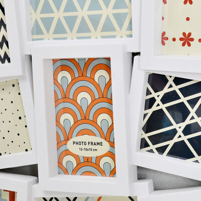 Decopatent Decopatent - Fotolijst Collage voor 12 Foto's van (10x15 & 15x10 Cm) - Fotolijsten - Fotolijstje met 12 fotokaders - 47 x 61 Cm - Wit