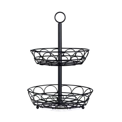 Decopatent Decopatent - 2-laags Ronde Fruit etagere - Fruitschaal Rond - Fruitmand - Ø29CM - Metaal - Modern en Stijlvol - Afmetingen: 29 x 29 x 42 Cm