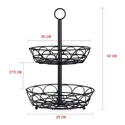 Decopatent Decopatent - 2-laags Ronde Fruit etagere - Fruitschaal Rond - Fruitmand - Ø29CM - Metaal - Modern en Stijlvol - Afmetingen: 29 x 29 x 42 Cm