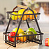 Decopatent Decopatent - 2-Laags Fruit Etagere Fruitschaal - Fruitschaal Rechthoekig - Metaal - Fruit Etagere 2 Lagen - Fruitmand Zwart - Modern en Stijlvol - Afm: 27 x 17 x 30 Cm
