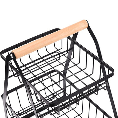 Decopatent Decopatent - 2-Laags Fruit Etagere Fruitschaal - Fruitschaal Rechthoekig - Metaal - Fruit Etagere 2 Lagen - Fruitmand Zwart - Modern en Stijlvol - Afm: 27 x 17 x 30 Cm