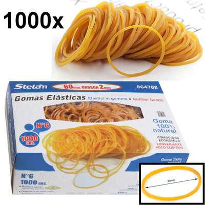 Decopatent Decopatent - 1.000 Stuks Elastieken Ø60mm x2mm - Post Elastiekjes rubber - Rubber Bands - Duurzaam materiaal - Elastiek 2 mm x 60 mm - In Doos