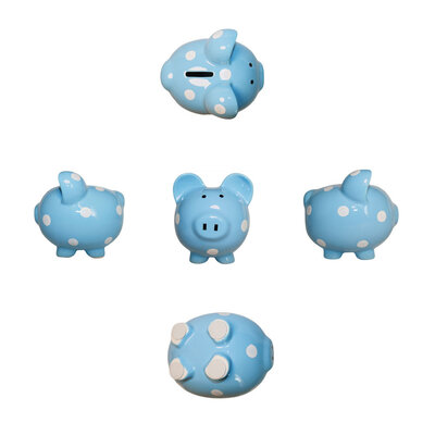 Decopatent Decopatent - Spaarvarken Spaarpot - Keramiek - Afm 15,5 x 12,5 x 14 cm - Spaarpot varken voor volwassenen en kleine kinderen - Cadeau - Kleur: Blauw