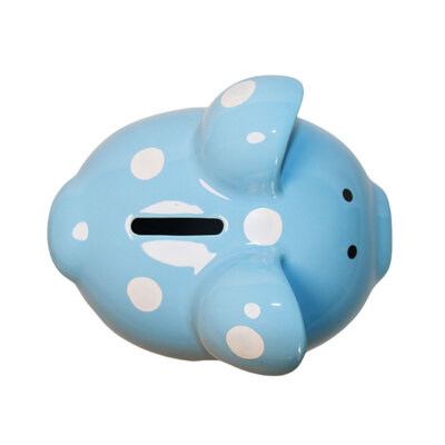 Decopatent Decopatent - Spaarvarken Spaarpot - Keramiek - Afm 15,5 x 12,5 x 14 cm - Spaarpot varken voor volwassenen en kleine kinderen - Cadeau - Kleur: Blauw