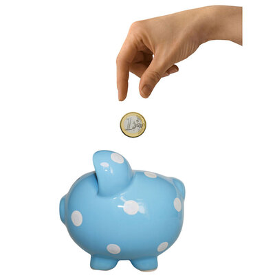 Decopatent Decopatent - Spaarvarken Spaarpot - Keramiek - Afm 15,5 x 12,5 x 14 cm - Spaarpot varken voor volwassenen en kleine kinderen - Cadeau - Kleur: Blauw