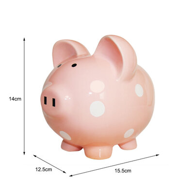 Decopatent Decopatent - Spaarvarken Spaarpot - Keramiek - Afm 15,5 x 12,5 x 14 cm - Spaarpot varken voor volwassenen en kleine kinderen - Cadeau - Kleur: Roze