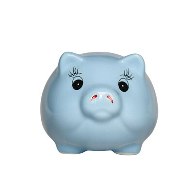 Decopatent Decopatent - Spaarvarken Spaarpot - Keramiek - Afm 14 x 12 x 9 cm - Spaarpot varken voor volwassenen en kleine kinderen - Cadeau - Kleur: Blauw