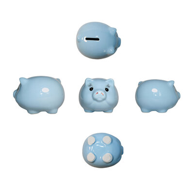 Decopatent Decopatent - Spaarvarken Spaarpot - Keramiek - Afm 14 x 12 x 9 cm - Spaarpot varken voor volwassenen en kleine kinderen - Cadeau - Kleur: Blauw
