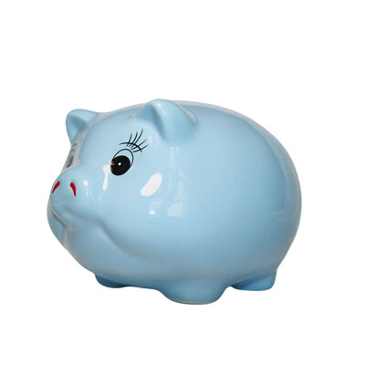 Decopatent Decopatent - Spaarvarken Spaarpot - Keramiek - Afm 14 x 12 x 9 cm - Spaarpot varken voor volwassenen en kleine kinderen - Cadeau - Kleur: Blauw