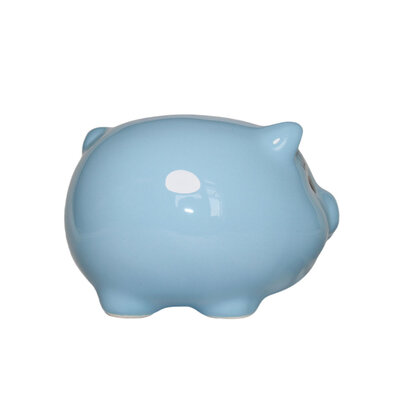 Decopatent Decopatent - Spaarvarken Spaarpot - Keramiek - Afm 14 x 12 x 9 cm - Spaarpot varken voor volwassenen en kleine kinderen - Cadeau - Kleur: Blauw