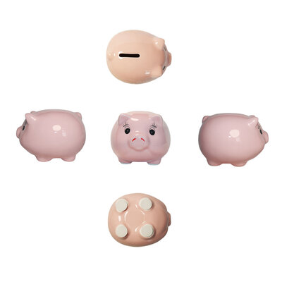 Decopatent Decopatent - Spaarvarken Spaarpot - Keramiek - Afm 14 x 12 x 9 cm - Spaarpot varken voor volwassenen en kleine kinderen - Cadeau - Kleur: Roze