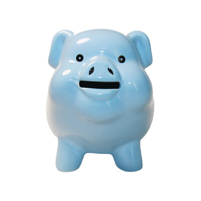 Decopatent Decopatent - Spaarvarken Spaarpot - Keramiek - Afm 16 x 12.5 x 14 cm - Spaarpot varken voor volwassenen en kleine kinderen - Cadeau - Kleur: Blauw