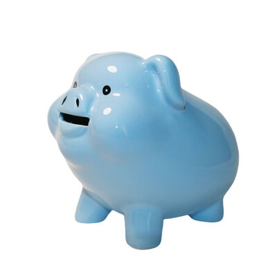 Decopatent Decopatent - Spaarvarken Spaarpot - Keramiek - Afm 16 x 12.5 x 14 cm - Spaarpot varken voor volwassenen en kleine kinderen - Cadeau - Kleur: Blauw