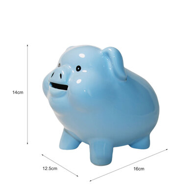 Decopatent Decopatent - Spaarvarken Spaarpot - Keramiek - Afm 16 x 12.5 x 14 cm - Spaarpot varken voor volwassenen en kleine kinderen - Cadeau - Kleur: Blauw