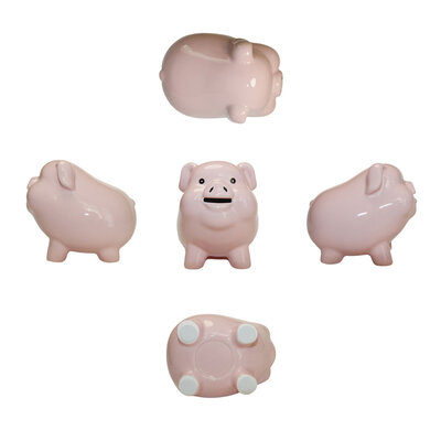 Decopatent Decopatent - Spaarvarken Spaarpot - Keramiek - Afm 16 x 12.5 x 14 cm - Spaarpot varken voor volwassenen en kleine kinderen - Cadeau - Kleur: Roze