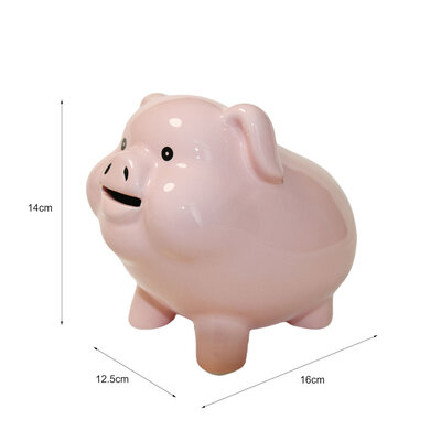 Decopatent Decopatent - Spaarvarken Spaarpot - Keramiek - Afm 16 x 12.5 x 14 cm - Spaarpot varken voor volwassenen en kleine kinderen - Cadeau - Kleur: Roze