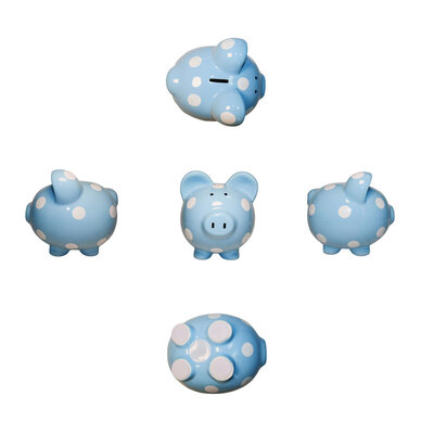 Decopatent Decopatent - Groot Spaarvarken Spaarpot - Keramiek - Afm 22 x 17 x 19 cm - Spaarpot varken voor volwassenen en kleine kinderen - Cadeau - Kleur: Blauw