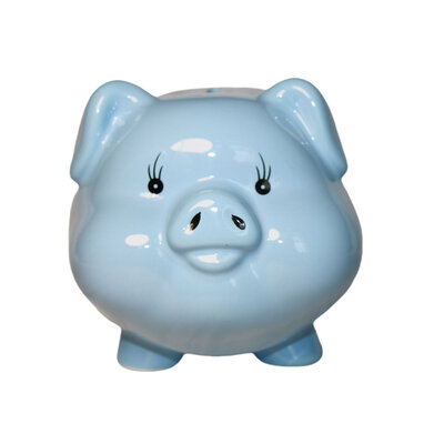 Decopatent Decopatent - Groot Spaarvarken Spaarpot - Keramiek - Afm 20 x 16 x 15 cm - Spaarpot varken voor volwassenen en kleine kinderen - Cadeau - Kleur: Blauw