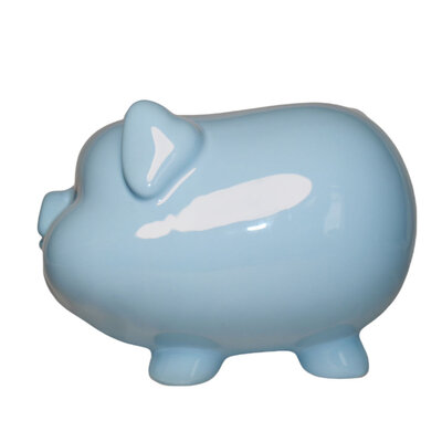 Decopatent Decopatent - Groot Spaarvarken Spaarpot - Keramiek - Afm 20 x 16 x 15 cm - Spaarpot varken voor volwassenen en kleine kinderen - Cadeau - Kleur: Blauw