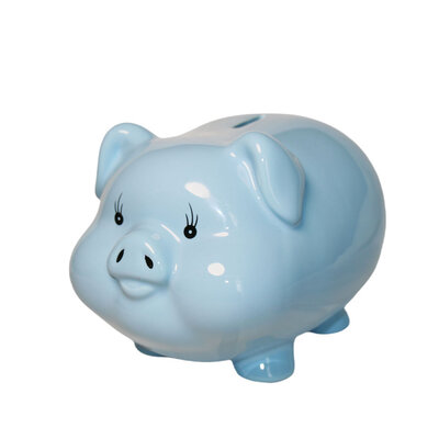 Decopatent Decopatent - Groot Spaarvarken Spaarpot - Keramiek - Afm 20 x 16 x 15 cm - Spaarpot varken voor volwassenen en kleine kinderen - Cadeau - Kleur: Blauw