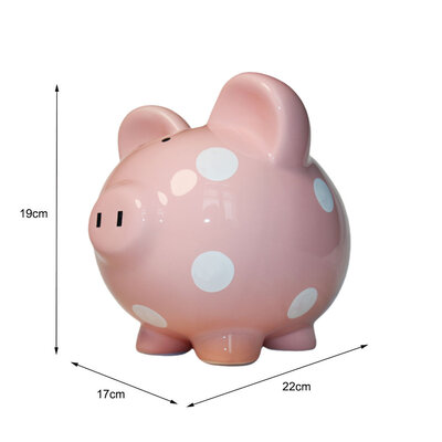 Decopatent Decopatent - Groot Spaarvarken Spaarpot - Keramiek - Afm 20 x 16 x 15 cm - Spaarpot varken voor volwassenen en kleine kinderen - Cadeau - Kleur: Roze