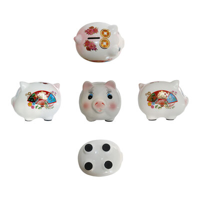 Decopatent Decopatent - Chinese Spaarvarken Spaarpot - China Geluks Spaarpot Keramiek - Chinees Style Afm 17 x 14 x 12 cm - Spaarpot varken voor volwassenen en kleine kinderen - Cadeau - Geluksbrenger - Kleur: China Style
