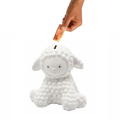 Decopatent Decopatent - Schaap Spaarpot - Lammetjes Spaarvarken - Keramiek - Afm 17 x 14 x 17 cm - Spaarpot varken voor volwassenen en kleine kinderen - Cadeau - Kleur: Wit