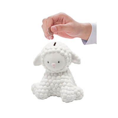 Decopatent Decopatent - Schaap Spaarpot - Lammetjes Spaarvarken - Keramiek - Afm 17 x 14 x 17 cm - Spaarpot varken voor volwassenen en kleine kinderen - Cadeau - Kleur: Wit
