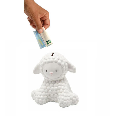 Decopatent Decopatent - Schaap Spaarpot - Lammetjes Spaarvarken - Keramiek - Afm 17 x 14 x 17 cm - Spaarpot varken voor volwassenen en kleine kinderen - Cadeau - Kleur: Wit