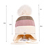 Decopatent Decopatent LITTLE CAT - Muts Kind - Kinder muts met pompon - 6 Maanden  t/m 6 jaar - Maat 48/52 - Kindermutsen Jongens & Meisjes - Gebreide Muts met Binnenvoering - Muts Baby / Peuter / Kleuter - Wintermuts - Kleur: Wit met gekleurde Strepen