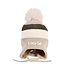 Decopatent Decopatent LITTLE CAT - Muts Kind - Kinder muts met pompon - 6 Maanden  t/m 6 jaar - Maat 48/52 - Kindermutsen Jongens & Meisjes - Gebreide Muts met Binnenvoering - Muts Baby / Peuter / Kleuter - Wintermuts - Kleur: Grijs met gekleurde Strepen